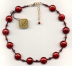 Vibrant Red, Lentil Beads with Black Lines